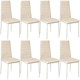 TecTake 800881 8er Set Esszimmerstuhl, Kunstleder Stuhl mit hoher Rückenlehne, bis 150 kg belastbar, 41 x 45 x 98,5 cm (8X Beige | Nr. 404122)