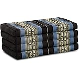 livasia Nachhaltige Klappmatratze aus Kapok, Gästematratze vierteilig, Faltbare Matratze für Van, ökologische Yogamatte, klappbares Gästebett, Liege für Garten und Balkon 200x80x8cm (Blau/Elefanten)