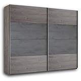 PALMA Eleganter Kleiderschrank 2-türig mit viel Stauraum - Vielseitiger Schwebetürenschrank in Haveleiche Optik, Betonoxid - 271 x 210 x 60 cm (B/H/T)