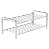 LM 391 Schuhregal 67 cm breit, Schuhablage mit 2 Ebenen, Offen, Weiß