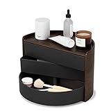 UMBRA Moona Schmuckaufbewahrung, Makeup Accessoire Organizer mit drehbaren Schubfächern, Schwarz/Walnuss, Einheitsgröße