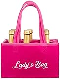 Brandsseller Damen Handtasche Lady´s Bag Flaschenkorb Flaschenträger Einkaufstasche Aufbewahrungstasche für 6 Flaschen Pink