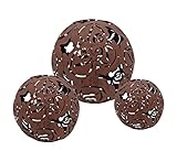 Metall Rostkugeln 3er Set - 20/15 / 10 cm - Deko Gartenkugeln braun - Rost Garten Balkon Terrasse Blumen Kugel Edelrost