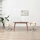 YUMENG Drehbarer Bürostuhl, Bürosessel, Chefsessel, Schreibtischstuhl, Office Chair, Stühle Esszimmer, Computerstuhl, Creme Bugholz und Kunstleder