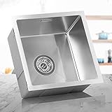 LOMAZOO Spülbecken Edelstahl Küche | Spüle Unterschrank Küchenspüle Einbauspüle Küchenwaschbecken | Kratzfest & Frostschutz-Beschichtung | Mit Schallabsorbierenden Pads | Spüle 40 cm
