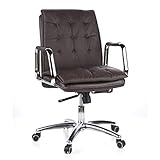 hjh OFFICE 600934 Chefsessel Villa 10 Leder Braun hochwertiger Bürostuhl, mittelhohe Rückenlehne, höhenverstellbar