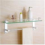 SXGCH Kreativität Badezimmerregale aus Aluminium, Wandregal, Badezimmerregal, Dusche, Glasregal, Wandmontage, Platz für Handtuchhalter, Aufbewahrungsorganisator, Bohren (Größe: 60 cm)