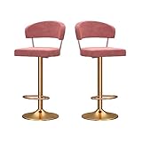 IPSU Drehbare Barhocker Im 2er-Set, Samt-Barhocker für Die Kücheninsel, Höhenverstellbare Barhocker mit Rückenlehne, Bequemem Kissen und Fußstütze, Einfache Montage