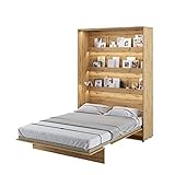 MEBLINI Schrankbett Bed Concept - Wandbett mit Lattenrost - Klappbett mit Schrank - Wandklappbett - Murphy Bed - Bettschrank - BC-01-140x200cm Vertikal - Artisan Eiche mit Matratze
