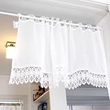 Daliena Scheibengardinen halbtransparent mit Spitze Bistrogardinen odernstil kurzstores für Wohnzimmer Schlafzimmer weiß BXH 150x75cm 1er