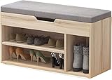 Ottoman Schuhregal Stoffkissen Multifunktionslagerregal Massivholzrahmen Haushalt Schuhwechselhocker Eingangsflur 60/80 cm Platzsparend (Größe: 60 x 30 x 43 cm)
