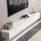 FPIGSHS TV Lowboard, TV-Schrank 120/140cm TV Board Hängend Multimedia Wandregal Weiß Mit 2 Schublade, Wohnzimmer Lowboard Hängeschrank Wohnwand,Fernsehschrank Holz (Size : 140cm)