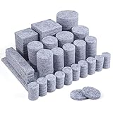 Filzgleiter Selbstklebend Set,moinkerin 160 Stücke Filzgleiter für Stühle(Eckig und Rund) - Grau Stuhl Filzgleiter 5mm Dicke Möbel Filzgleiter für Möbelfüße Stuhlbeine, Hartholzböden