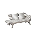 greemotion Gartenbank HAWAII aus Holz inkl. Auflagen, Outdoor Gartensofa mit klappbarer Armlehne für Garten, Terrasse & Balkon, Multifunktionsbank für bis zu 2 Personen, Weiß, 198 x 78 x 68 cm