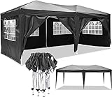 Faltpavillon Wasserdicht Gartenpavillon, 3 x 6m Partyzelt Pavillon Festzelt mit 4 Seitenteilen für Garten/Party/Hochzeit/Picknick/Markt- Tragetasche inklusive