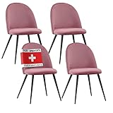 ALBATROS Esszimmerstühle mit Samt-Bezug 4er Set Capo, Rosa - Stilvolles Vintage Design, Samt-Bezug, SGS geprüfter Polsterstuhl - Moderner Küchenstuhl, Stuhl Esszimmer oder Esstisch Stuhl