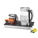 ProfiCook® Tee- u. Kaffeestation in Einem, Wasserkocher 1,7L mit hitzebeständiger Teekanne Glas 0,8L inkl. Basis mit Warmhaltefunktion, Temperatureinstellung u. Sensor-Touch-Bedienfeld - PC-TKS 1056