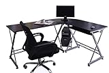 SixBros. Computerschreibtisch, großer Eckschreibtisch für Büro und Arbeitszimmer, Büroschreibtisch in schwarz, 160 x 120 cm CT-3802/2075