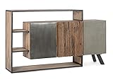 Decor Space Manchester Sideboard mit Gestell aus Mango und Stahl, Schubladen aus recyceltem Holz, moderner Stil (3 Türen)