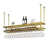 Decken-Weinregal, hängende Aufbewahrung, Weinflaschen und Glaskelche, Stemware-Racks, für Unterschrank, Küchenbar, umgedrehter Weinglashalter, dekoratives Regal, Heimdekoration (60 x 30