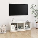 Home Furniture TV-Schrank aus massivem Kiefernholz, 104 x 33 x 41 cm, Weiß