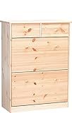 Erst-Holz® 90.50-188 Schuhregal Schuhkipper Kiefer Natur 2 Schubläden, 2 Kipptüren