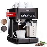 Klarstein Espresso Siebträgermaschine mit Milchaufschäumer, 1,8L Mini-Espressomaschine mit Siebträger, 20 Bar Edelstahl-Kaffeemaschine Klein, 0,5L Milchtank, 1350W Kaffeemaschine für Gemahlenen Kaffee