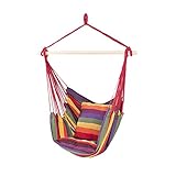 WangLx Swing chair Hängesessel mit Querstrebe, Bis 150 Kg Belastbar Hängesitz mit Zwei Kissen, für Garten, Studentenwohnheim, Terrasse Und Haus, Regenbogenfarben