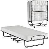 GIANTEX Gästebett klappbar, Klappbett 80x190cm Erwachsene, Einzelbett inkl. Matratze Memory-Foam, Reisebett mit 4 Rollen, klappbares Bett Faltbett Metallbett bis 120 kg belastbar