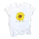 HOOUDO Damen Top Women 's O-Ausschnitt Kurzarm-Buchstabendruck Plus Größe Baumwoll-Casual-Top Bad Taste Outfit Damen