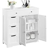 Yaheetech Badezimmerschrank Badschrank mit 4 Schubladen & 1 Schrank und verstellbarem Einlegeboden Badekommode Unterschrank für Badezimmer/Eingang/Flur, 81 x 30 x 81,5 cm, Weiß