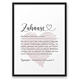 ZUHAUSE mit HERZ Definition ABOUKI Kunstdruck Poster Bild Geschenk-Idee Familie Freund Freundin Liebes-Paar Geburtstag Weihnachten Valentinstag ungerahmt DIN A4