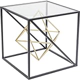 Kare Design Beistelltisch Prisma, kleiner, edler Couchtisch aus Glas, Tisch mit Metall-Streben, Couchtisch, Wohnzimmer, Sofatisch, (H/B/T) 45x45x45cm, Gold