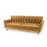 Siblo Sofa Rebeca Kollektion - Sofa mit Schlaffunktion - Elegante Couch - Wohnzimmer Möbel - Komfortables Schlafsofa - Sofa 3-Sitzer - Klappsofa mit Bettkasten - 222x97x85 cm - Gelb