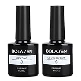 BOLASEN Base Coat Top Coat Gel UV, 2*8ML Base und Top Coat für Nail Art, Long Lasting Unterlack & Überlack Set, No Wipe Top Coat für Gelnägel, High Gloss Top Coat Gel UV, für Nagelstudios und zu Hause