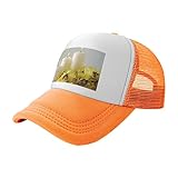 Mesh Back Cap for Men Women Summer Baseball Hat Yellow Butterfly with White Candles Print Trucker Hat, Orange, EinheitsgröÃŸe