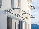 Schulte Vordach Haustür Edelstahl erweiterbar satinierte oder klare Platte schlagfest und robust Überdachung XL