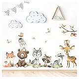 Little Deco Waldtiere Set Wandtattoo für Babyzimmer Wandsticker für Kinderzimmer Wandaufkleber Deko selbstklebend DL839-3