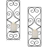 Sziqiqi Wand Kerzenleuchter Kerzenhalter für Säule Schwarz Metall Wandleuchter Kerzen 2er Set Rechteckige Säule Wandkerzenhalter für Kerzenhalter für Wand Wohnzimmer Schlafzimmer Esszimmer Dekor