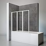 Schulte Duschwand Smart inkl, Klebe-Montage, 127 x 121 cm, 3-teilig faltbar, 3 mm Sicherheits-Glas klar, alpin-weiß, Duschabtrennung für Wanne