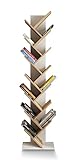 Meble Pitus Bücherregal Weiß 55 cm x 221,8 cm Sonoma-Eiche - Bookshelf für Wohnzimmer, Arbeitszimmer, Flur - Bücherregale, DVD CD Regal, Buchregal in Baumform