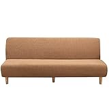 CXYKN Stretch-Sofabezug, armloser Sofabezug aus Jacquard-Mikrofaser, dick, waschbar, Futon-Couch für klappbares Schlafsofa im Wohnzimmer, Kamel, 160–190 cm