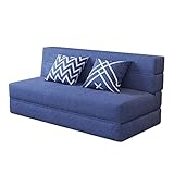 YXDFG Schlafsofa Einsitziger Stuhl 2 Sitze Klappbares Liegesofa 2-Sitzer-Sofa Niedriges Bett Matratze Schlafsofa Kompaktes Bodensofan,Blau,72×76×150cm