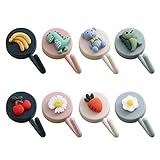 Heiqlay Tastenhaken Selbstklebende Haken Dekorative Haken, Süße Früchte, Tiere, Gemüse Muster Wandhalterungen Haken, für Kleiderbügel, Handtuchgewokenhaken, Schal, Tasche, Huthalter (8stücke, 3x5cm)