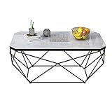 HczioN Couchtisch, rechteckiger Couchtisch mit Marmorplatte, kreativer Beistelltisch aus Metall, rechteckiger Wohnzimmer-Beistelltisch aus der Mitte des Jahrhunderts, Couchtisch für Wohnzimmermöbe