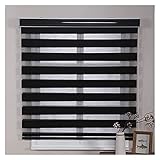 PHLEPS Home Zebra Jalousien für Fenster Doppelschicht Roller Durchsichtige Schattierungen Lichtfilterung Fensterbehandlungen mit Wasserptoof Stoff für Home Office (Farbe: Schwarz, Größe: 101 x 165 cm)