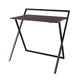 VERSANORA Teamson Home 34″ Easton Moderner klappbarer Computertisch aus Holz für das Heimbüro, Arbeitszimmer, Schreibtisch mit Kreuzbeinen aus Metall in Braun/Schwarz