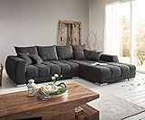 DELIFE Sofa Josea Mikrofaser Schwarz 300x220 cm Recamiere rechts Wohnlandschaft