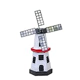 WQQLQX Statue Windmühle Leuchtturm wasserdichte Garten Statue skulptur solar leuchtende leuchtung Outdoor Harz Garten Handwerk Modell Dekoration Skulpturen