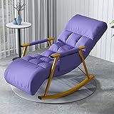 Relaxsessel Bequemer Relax-Schaukelstuhl, moderner Schaukelstuhl, Mid-Century-Sessel, bequemer Schaukelstuhl, gepolsterter Liegestuhlsitz, für Einzelsofa-Liegestuhl im Wohnzimmer (Farbe: Lila, Größe: